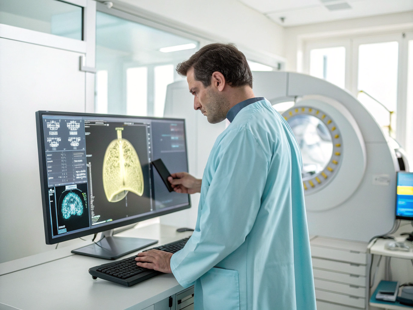 AI-assisted medical imaging analysis interface
